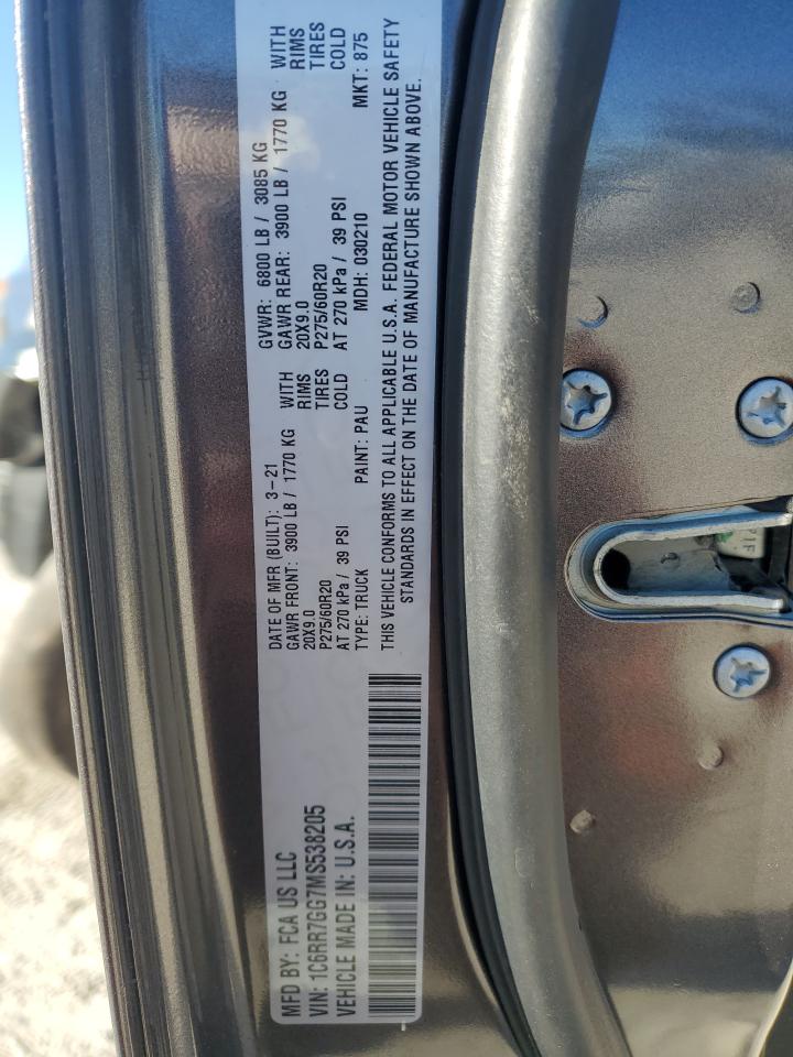 2021 Ram 1500 Classic Slt VIN: 1C6RR7GG7MS538205 Lot: 90928535