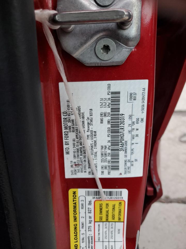 2020 Ford Fusion Se VIN: 3FA6P0HD7LR120319 Lot: 81842185