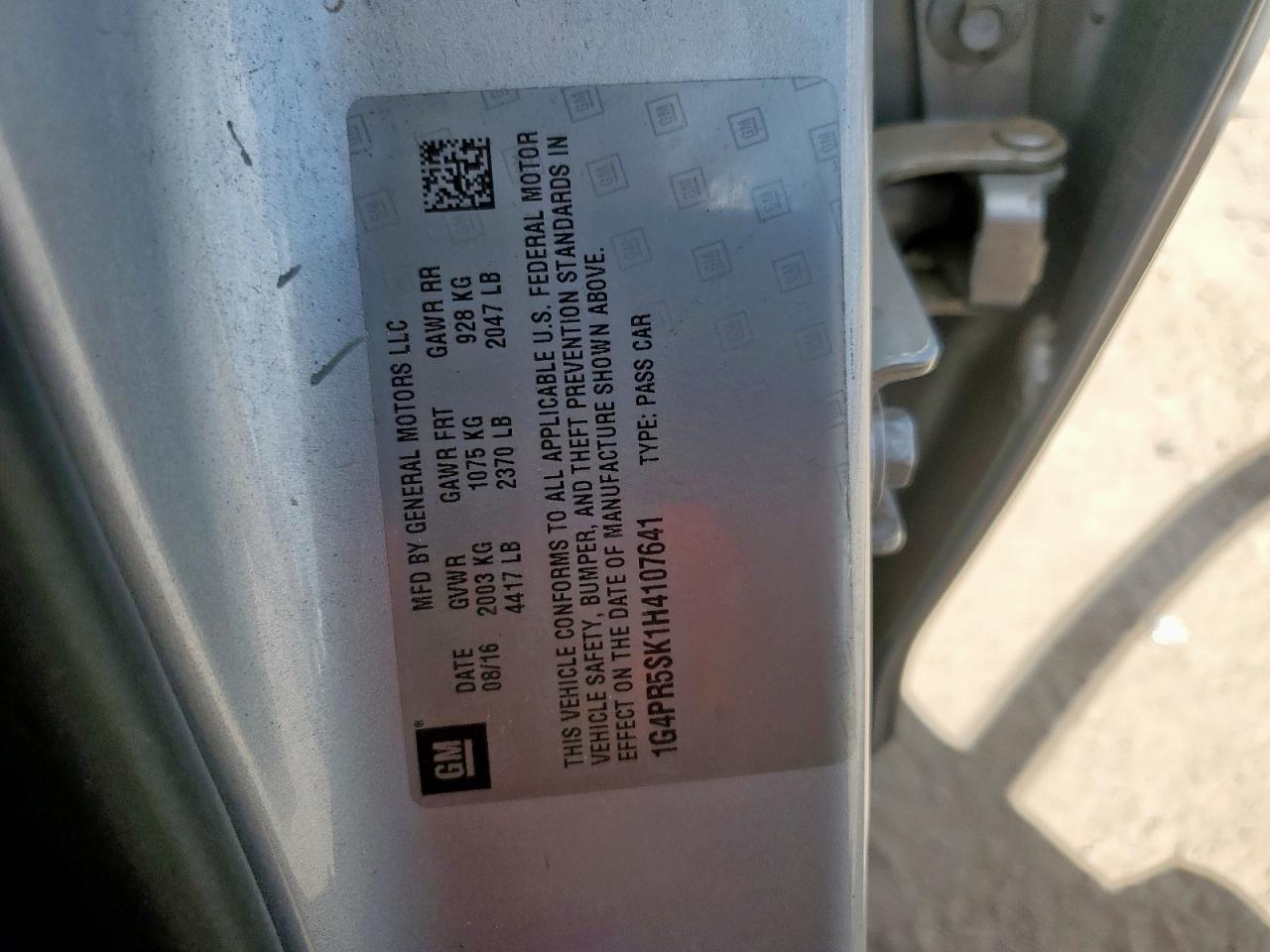 2017 Buick Verano Sport Touring VIN: 1G4PR5SK1H4107641 Lot: 81997195