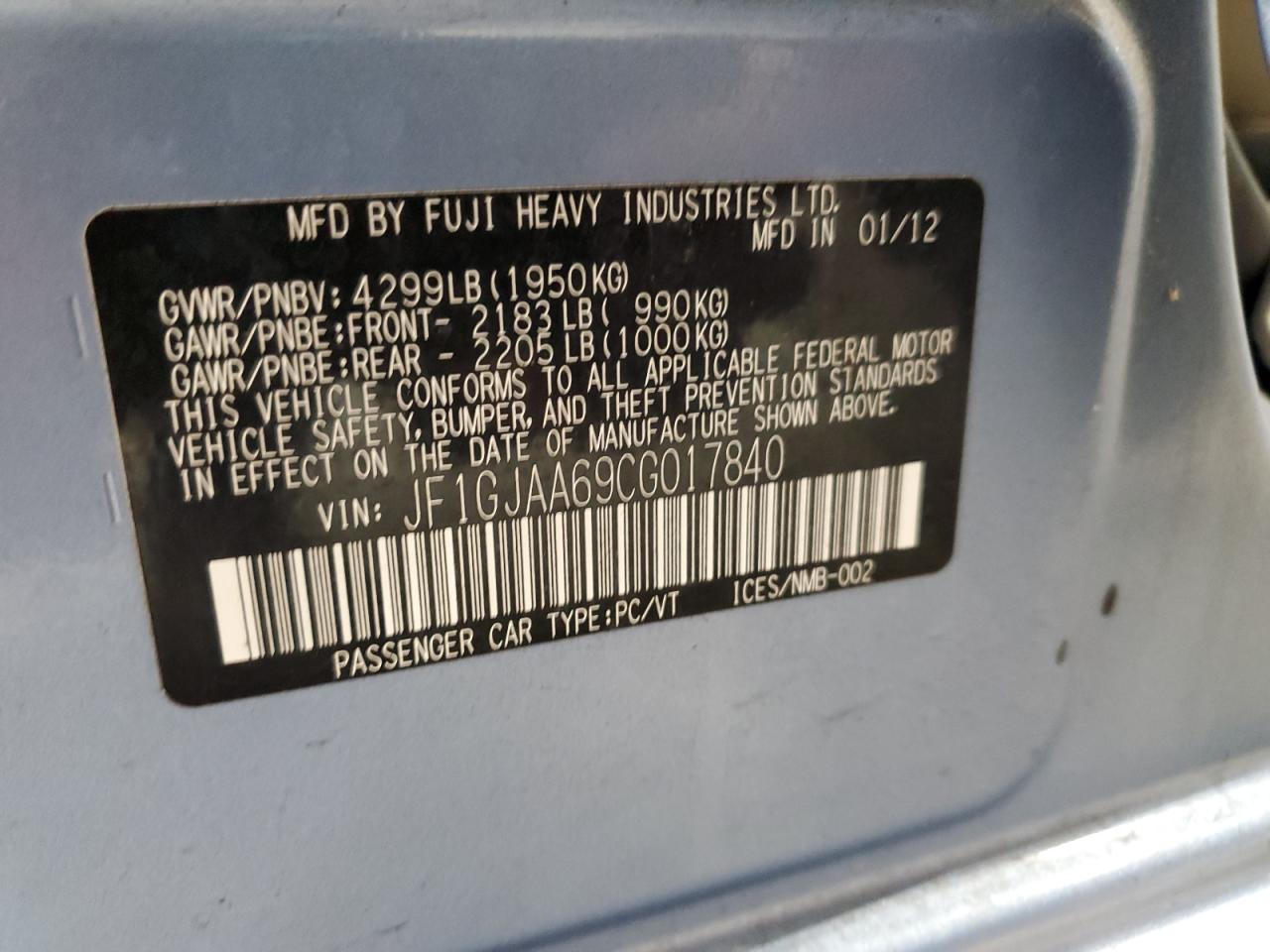 2012 Subaru Impreza VIN: JF1GJAA69CG017840 Lot: 82509975