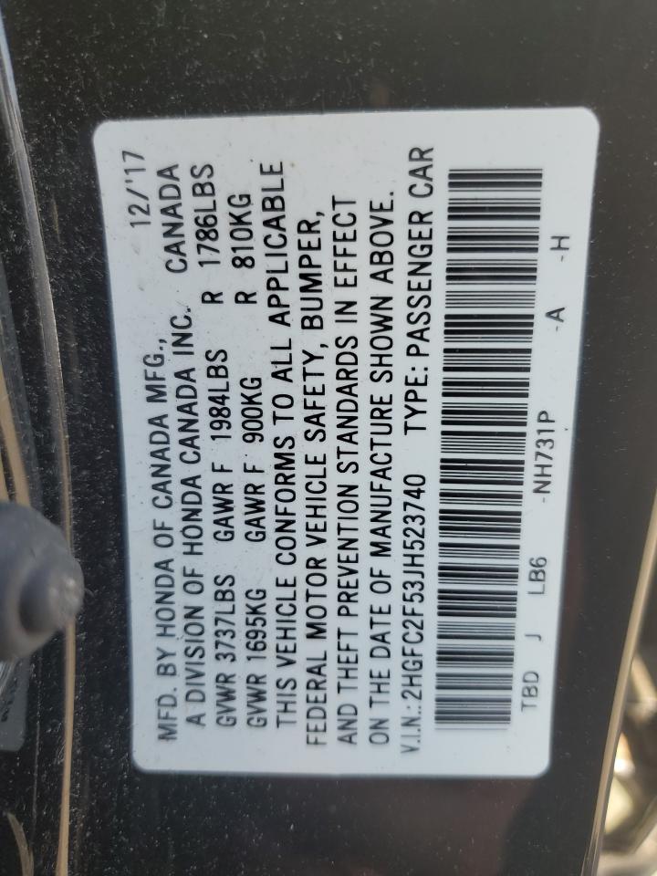 2018 Honda Civic Lx VIN: 2HGFC2F53JH523740 Lot: 85097055