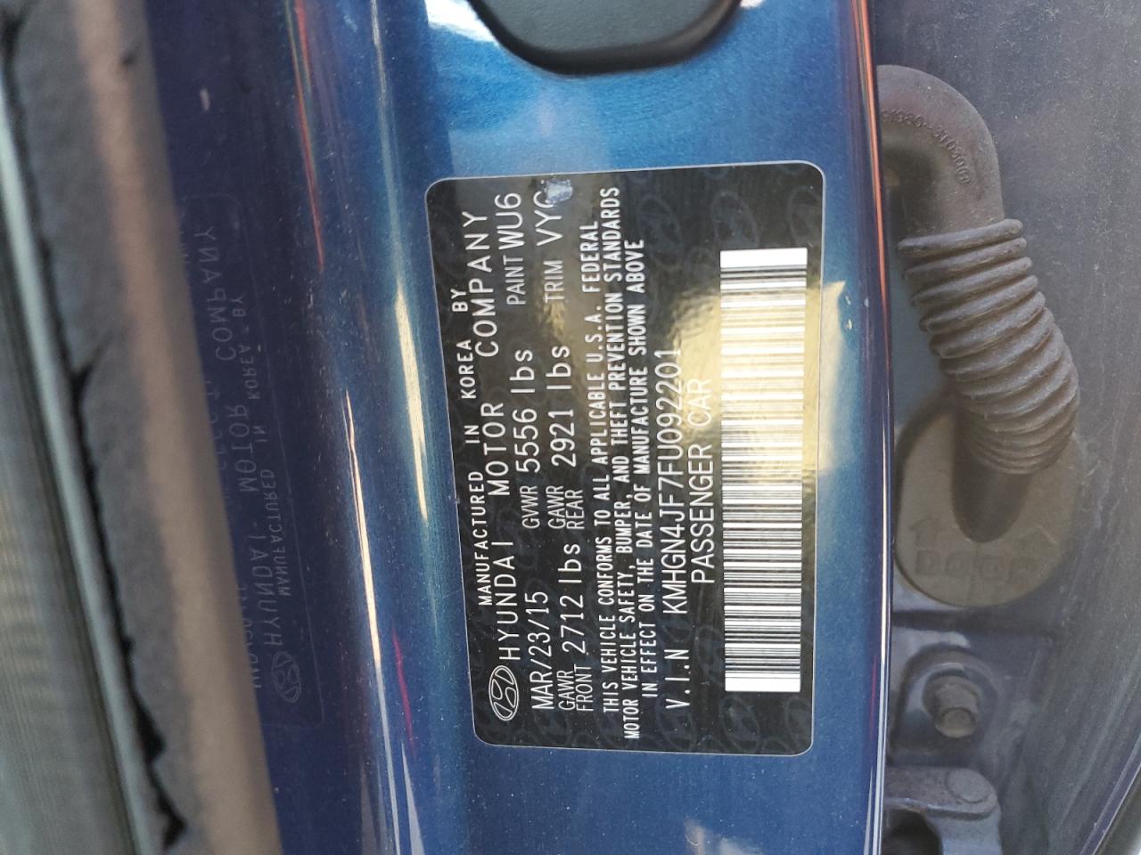 2015 Hyundai Genesis 5.0L VIN: KMHGN4JF7FU092201 Lot: 87271675