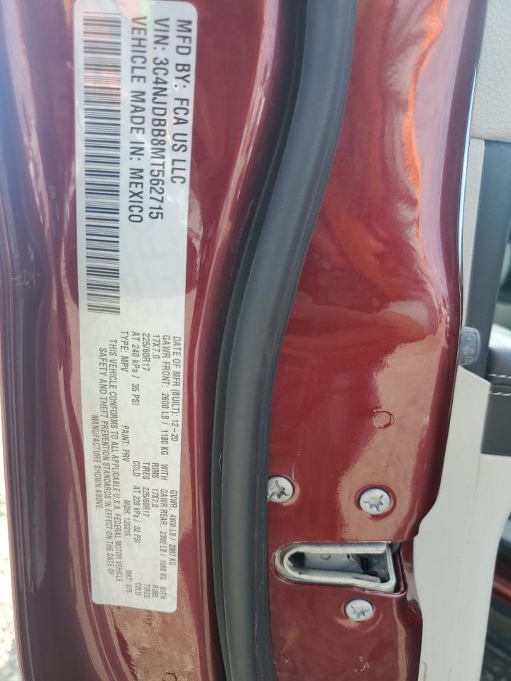 2021 Jeep Compass Latitude VIN: 3C4NJDBB8MT562715 Lot: 85674235