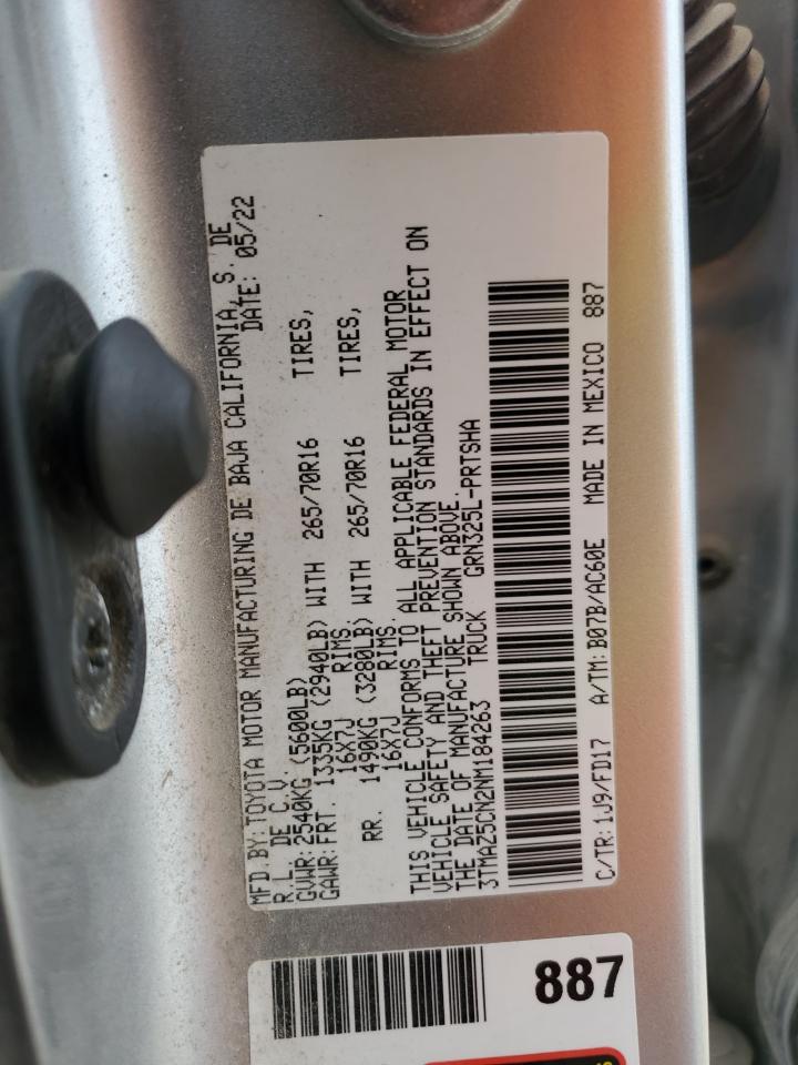 2022 Toyota Tacoma Double Cab VIN: 3TMAZ5CN2NM184263 Lot: 85561415