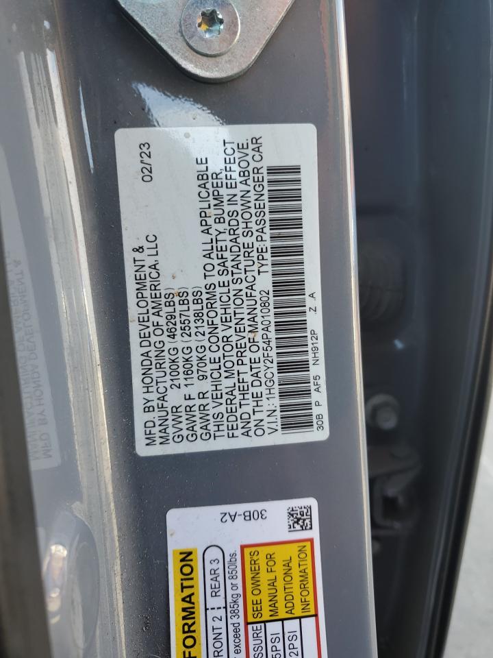 2023 Honda Accord Hybrid Sport VIN: 1HGCY2F54PA010802 Lot: 85340195