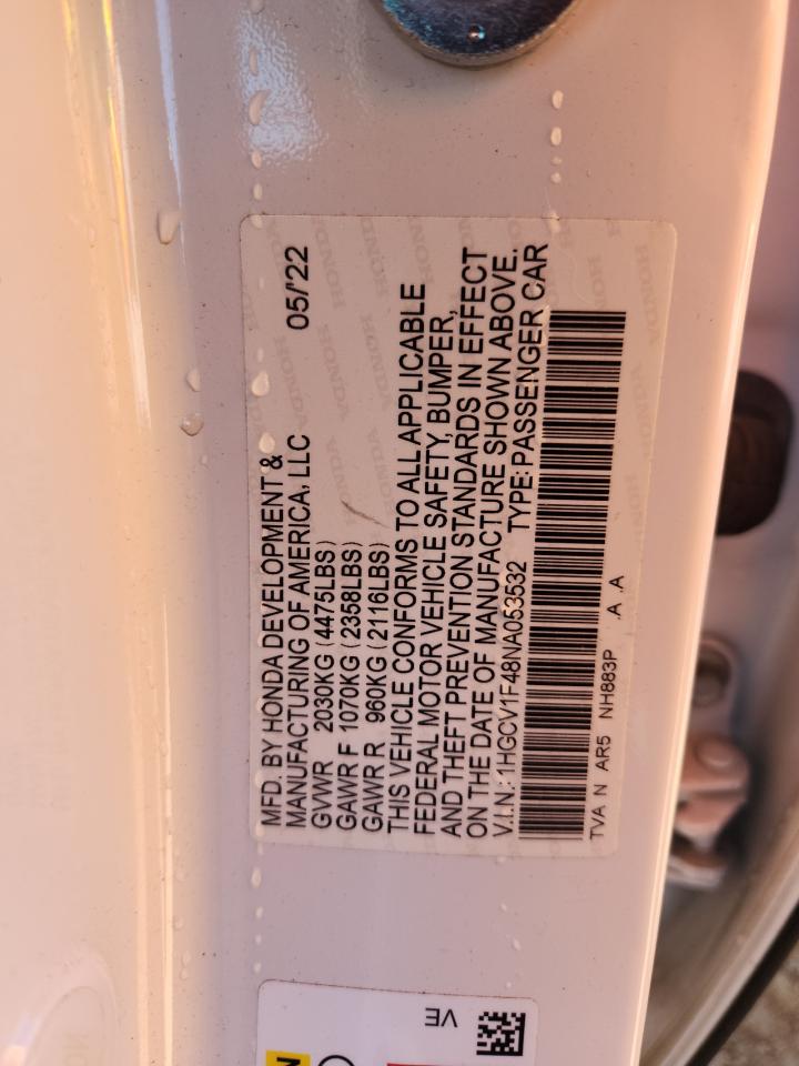 2022 Honda Accord Sport Se VIN: 1HGCV1F48NA053532 Lot: 86681995