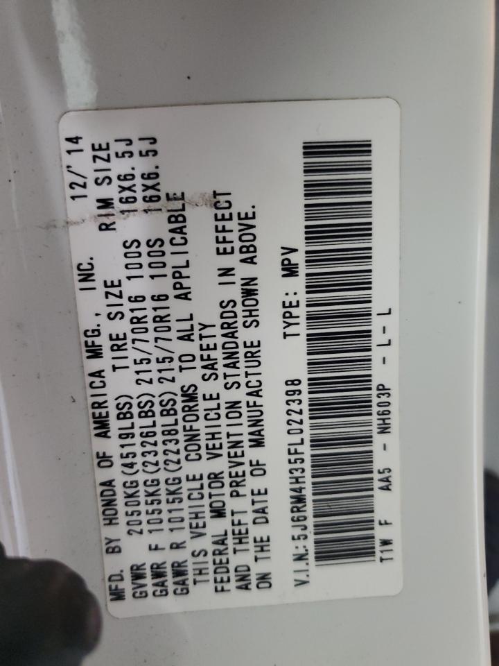 2015 Honda Cr-V Lx VIN: 5J6RM4H35FL022398 Lot: 84303585