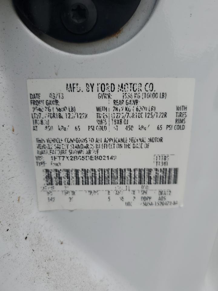 2013 Ford F250 Super Duty VIN: 1FT7X2B65DEB02149 Lot: 69916265