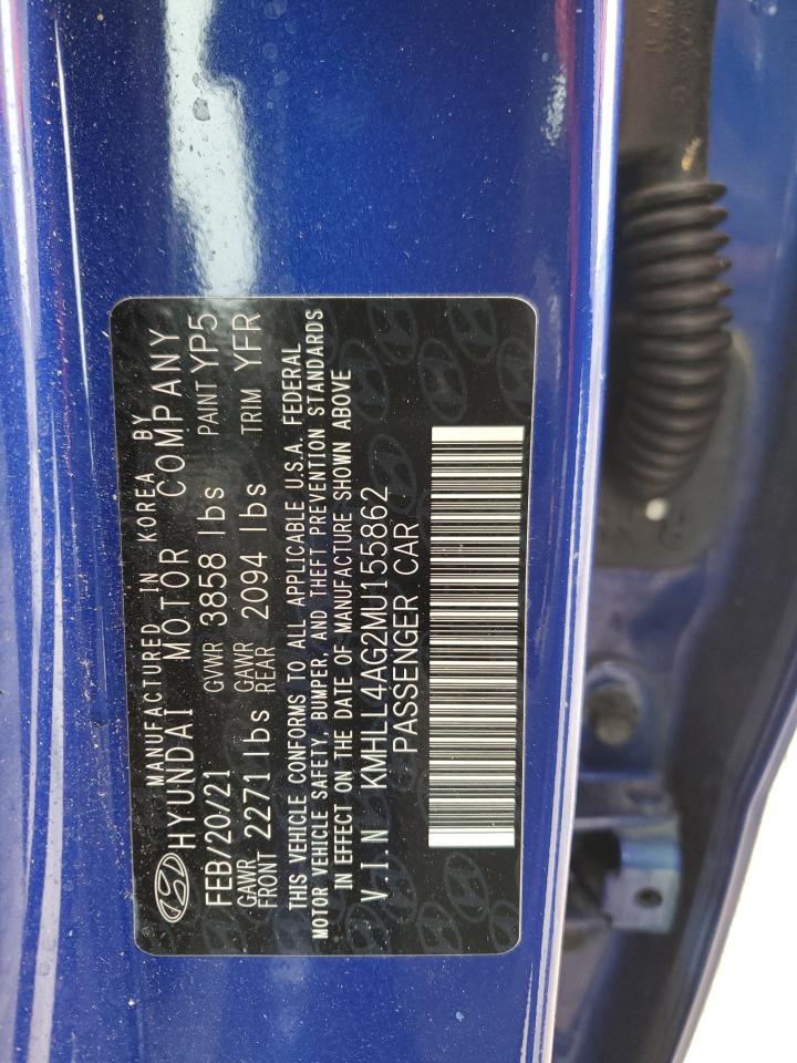 2021 Hyundai Elantra Se VIN: KMHLL4AG2MU155862 Lot: 85881085