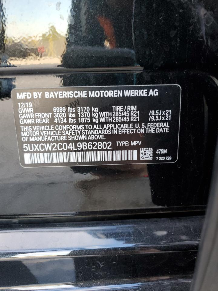 2020 BMW X7 xDrive40I VIN: 5UXCW2C04L9B62802 Lot: 86522985