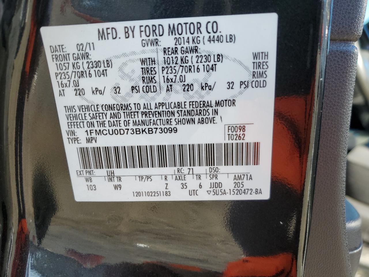 2011 Ford Escape Xlt VIN: 1FMCU0D73BKB73099 Lot: 81999675