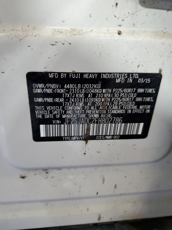 2015 Subaru Forester 2.5I Premium VIN: JF2SJADC2FH802786 Lot: 85319145