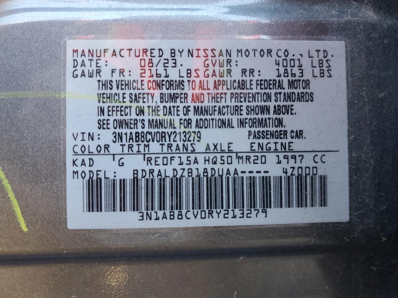 2024 Nissan Sentra Sv VIN: 3N1AB8CV0RY213279 Lot: 86226835