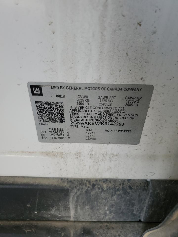 2019 Chevrolet Equinox Lt VIN: 2GNAXKEV2K6142383 Lot: 81062645