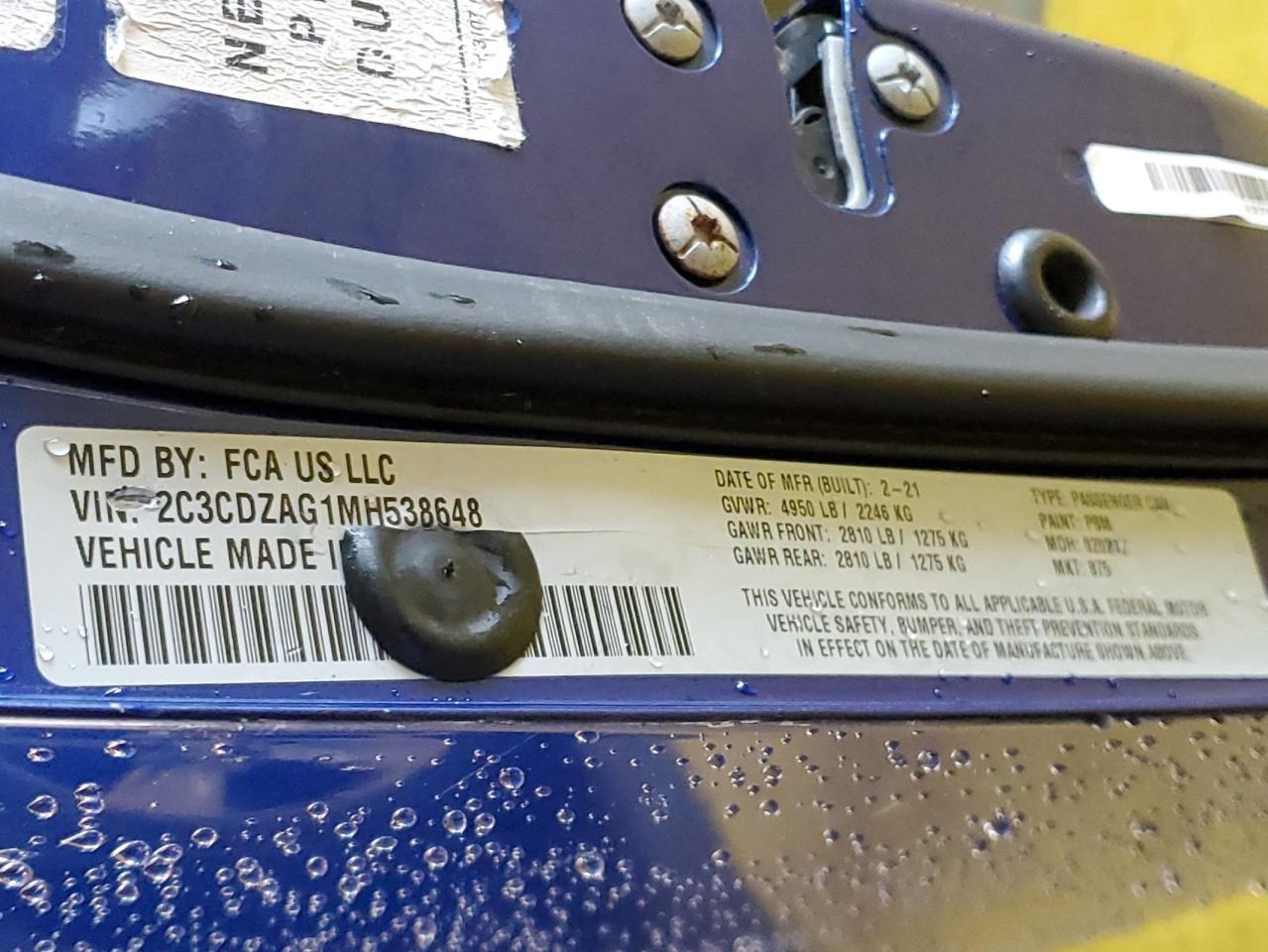 2021 Dodge Challenger Sxt VIN: 2C3CDZAG1MH538648 Lot: 85007025