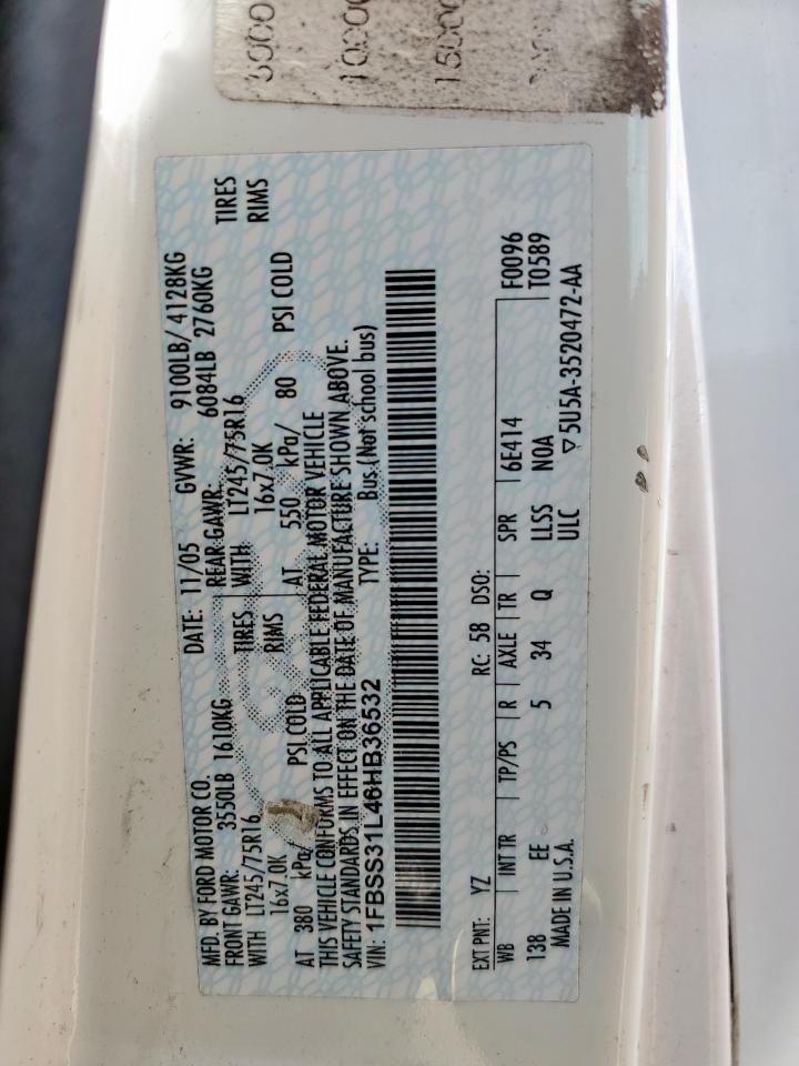 2006 Ford Econoline E350 Super Duty Wagon VIN: 1FBSS31L46HB36532 Lot: 84906865