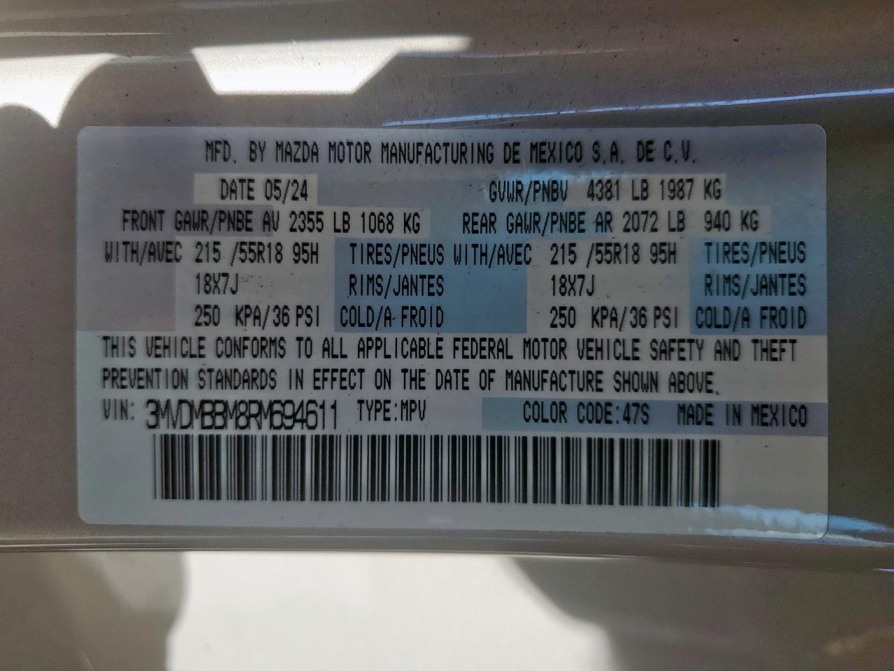 2024 Mazda Cx-30 Select VIN: 3MVDMBBM8RM694611 Lot: 71109315