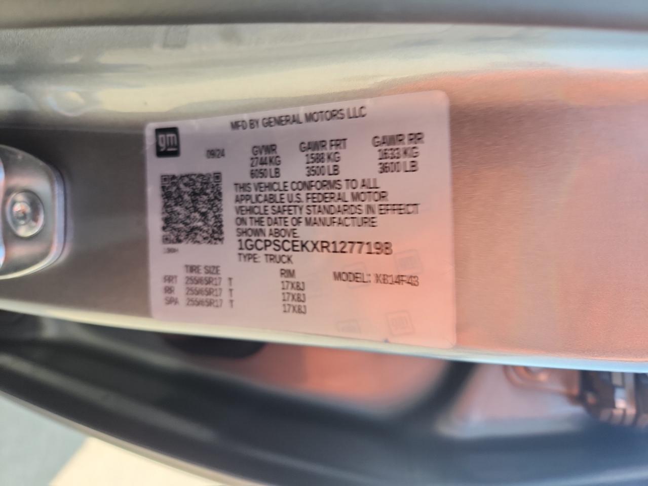 2024 Chevrolet Colorado Lt VIN: 1GCPSCEKXR1277198 Lot: 89874405