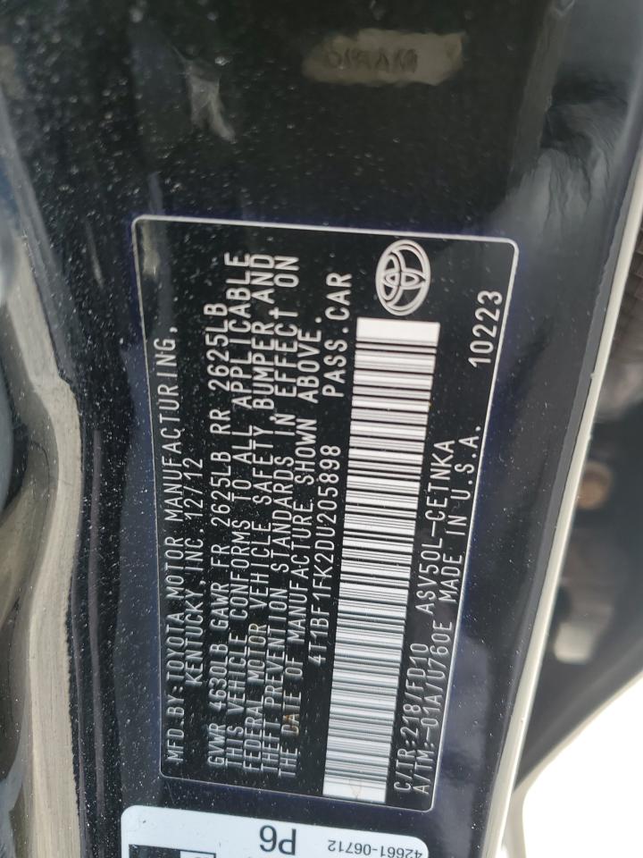 2013 Toyota Camry L VIN: 4T1BF1FK2DU205898 Lot: 82637075