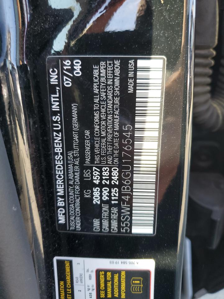 2016 Mercedes-Benz C 300 VIN: 55SWF4JB6GU176545 Lot: 87477355