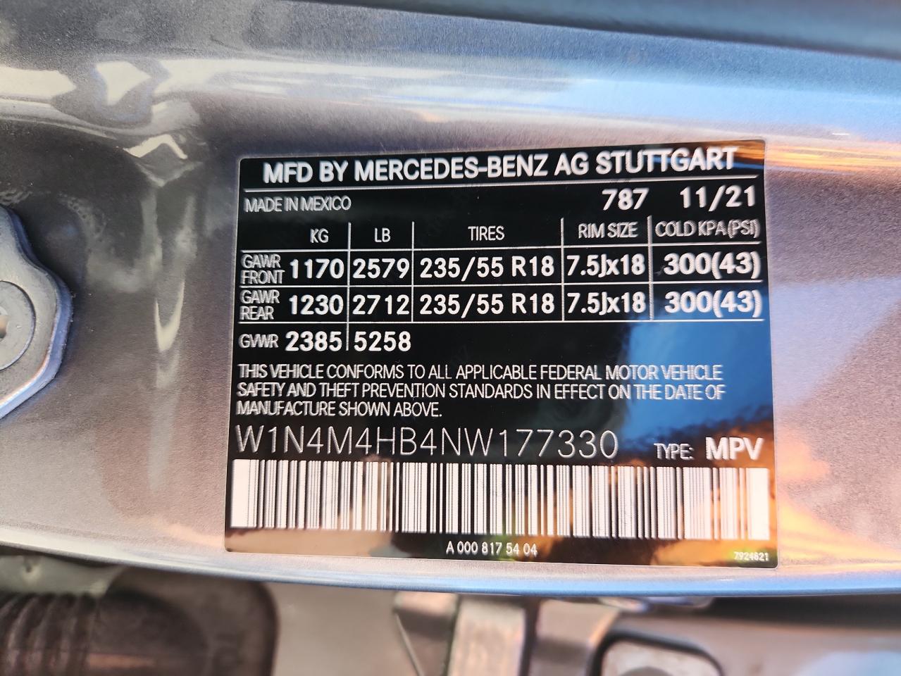 2022 Mercedes-Benz Glb 250 4Matic VIN: W1N4M4HB4NW177330 Lot: 86531765