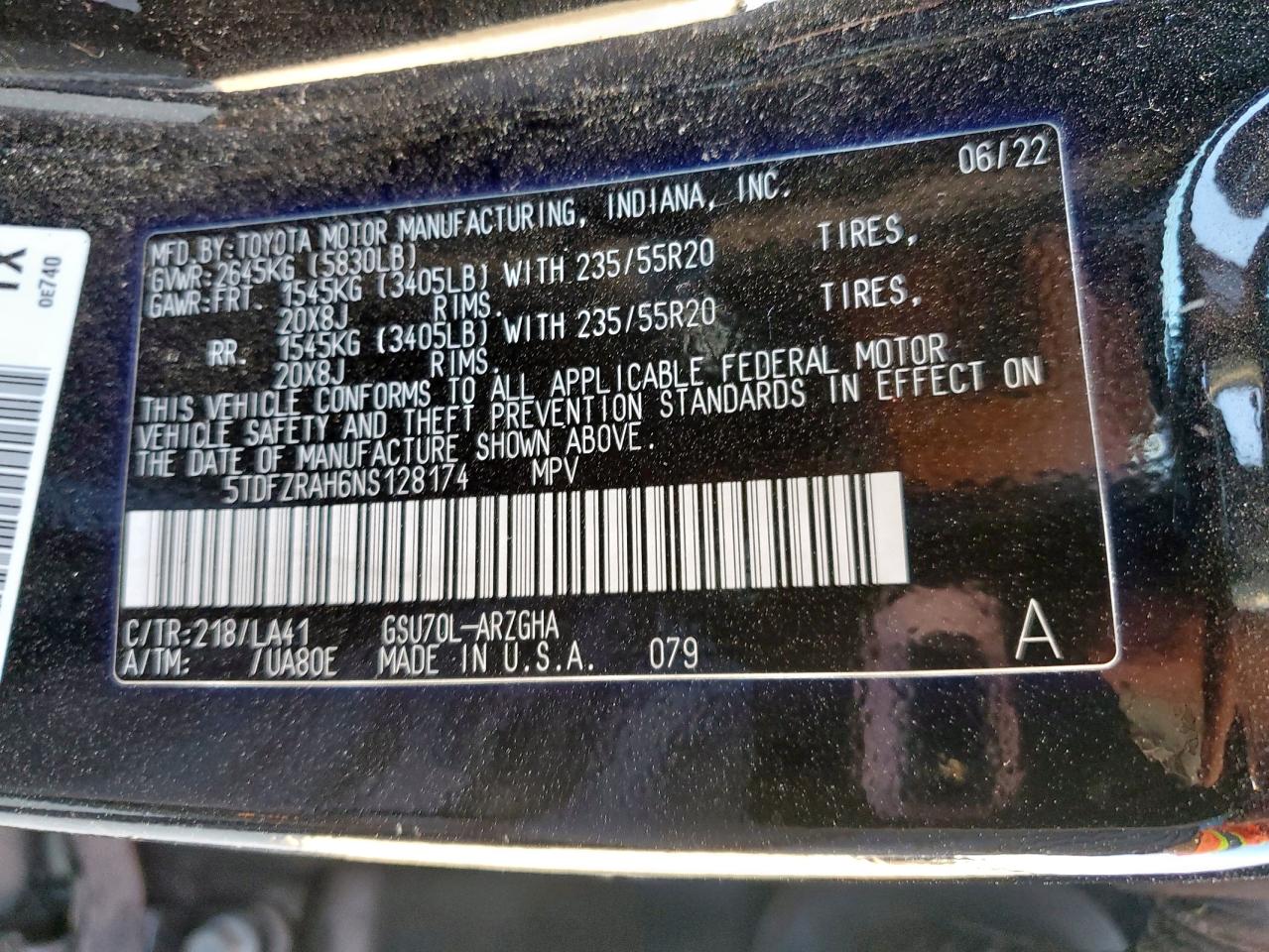 Фото: 5TDFZRAH6NS128174