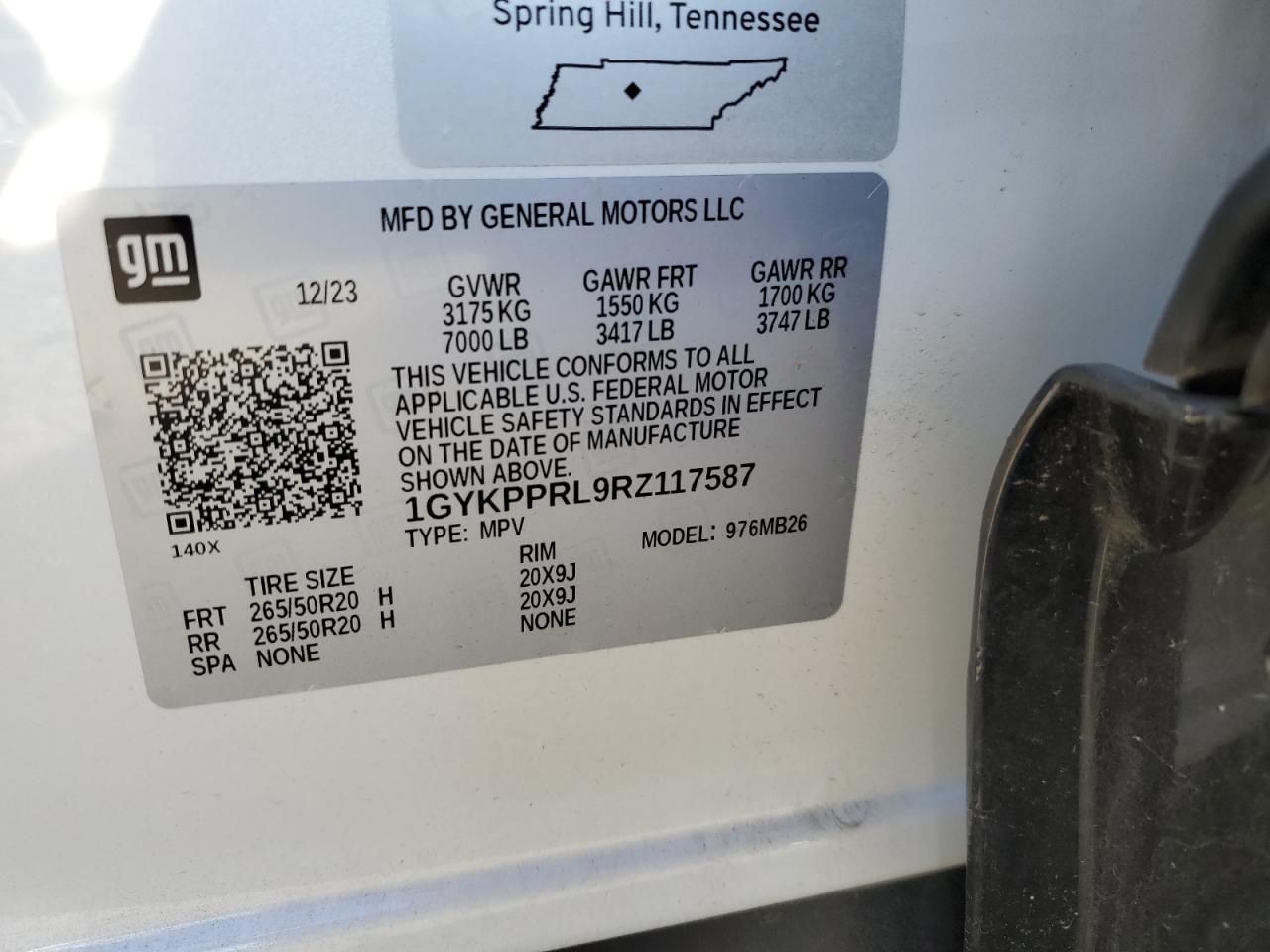 2024 Cadillac Lyriq Luxury VIN: 1GYKPPRL9RZ117587 Lot: 82323015