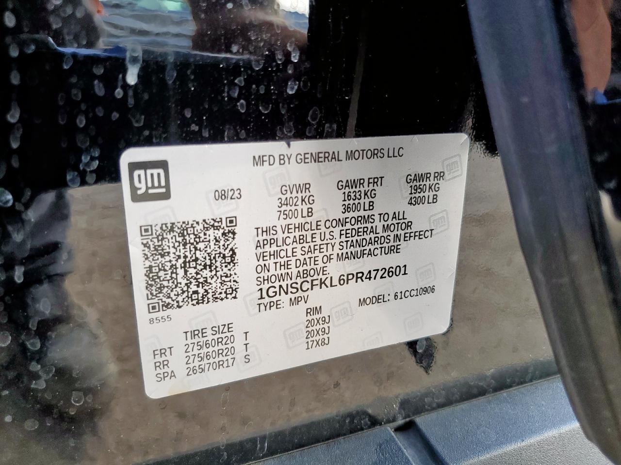 2023 Chevrolet Suburban C1500 Premier VIN: 1GNSCFKL6PR472601 Lot: 85348785