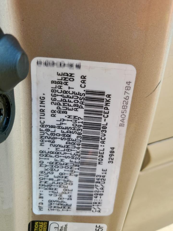 2004 Toyota Camry Le VIN: 4T1BE32K44U303917 Lot: 84217835