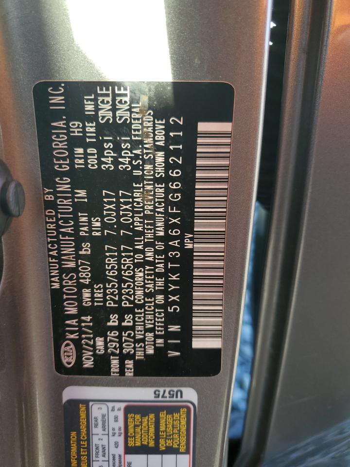 2015 Kia Sorento Lx VIN: 5XYKT3A6XFG662112 Lot: 85520705