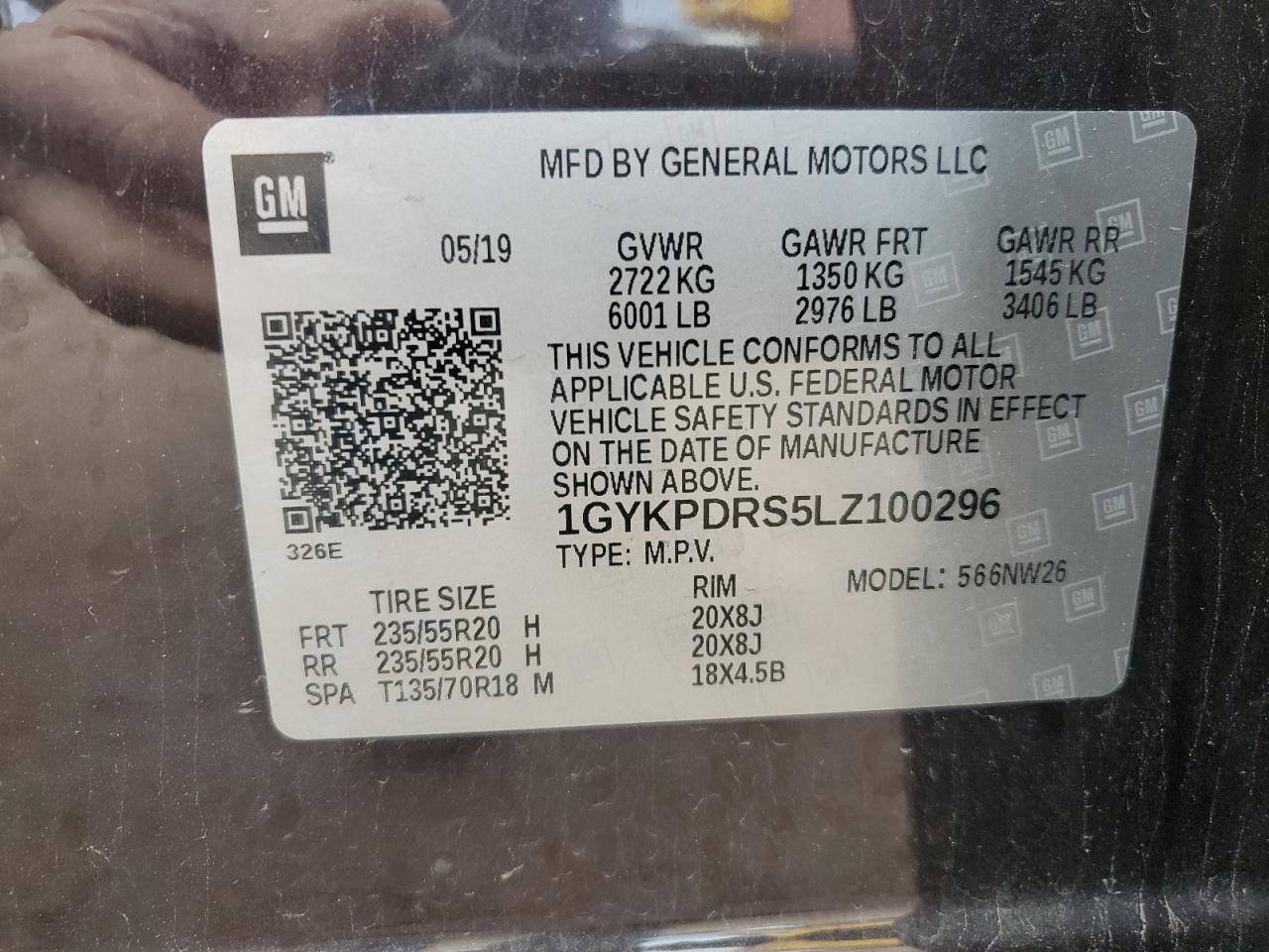 2020 Cadillac Xt6 Premium Luxury VIN: 1GYKPDRS5LZ100296 Lot: 85558625