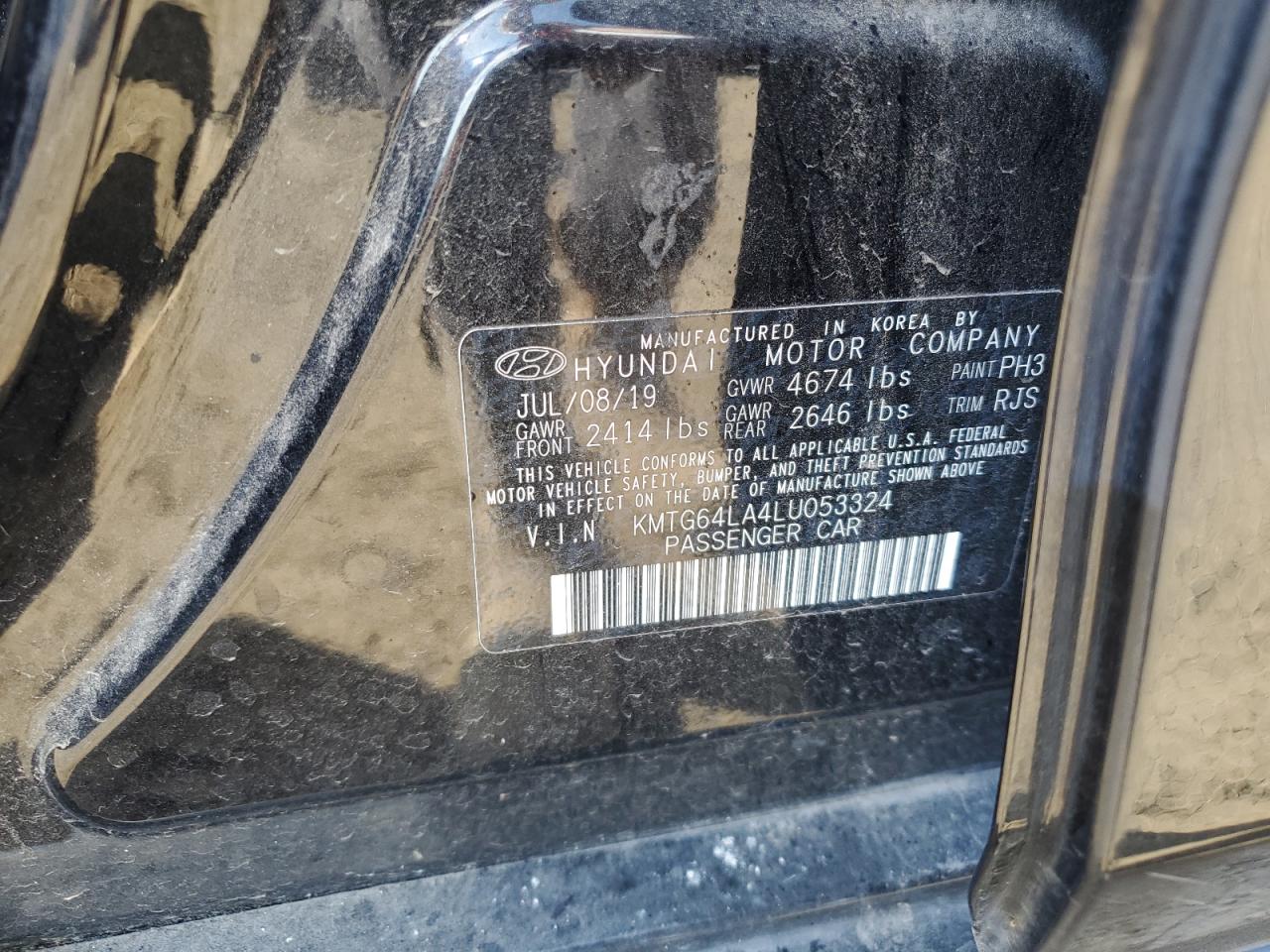 2020 Genesis G70 VIN: KMTG64LA4LU053324 Lot: 89500685