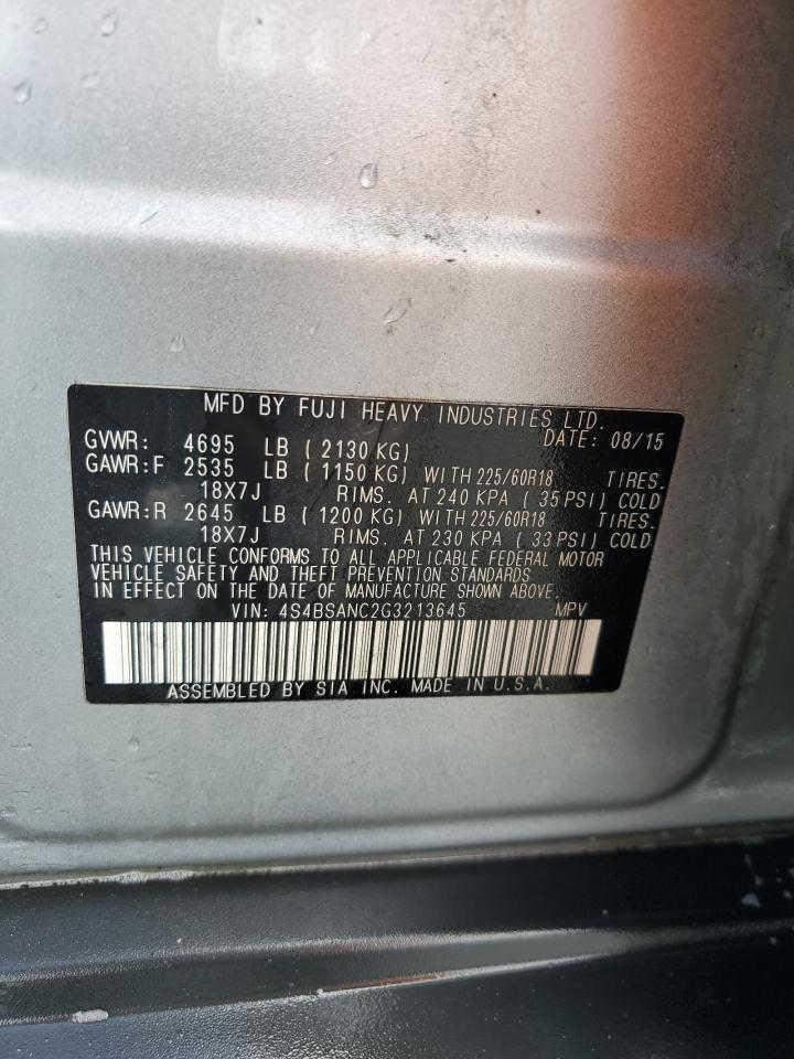 2016 Subaru Outback 2.5I Limited VIN: 4S4BSANC2G3213645 Lot: 83971435