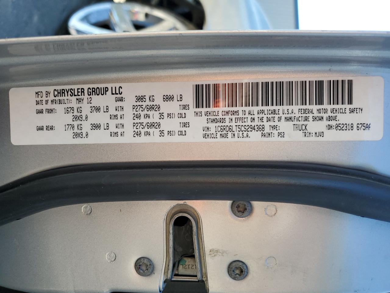 2012 Dodge Ram 1500 Slt VIN: 1C6RD6LT5CS294368 Lot: 86140465