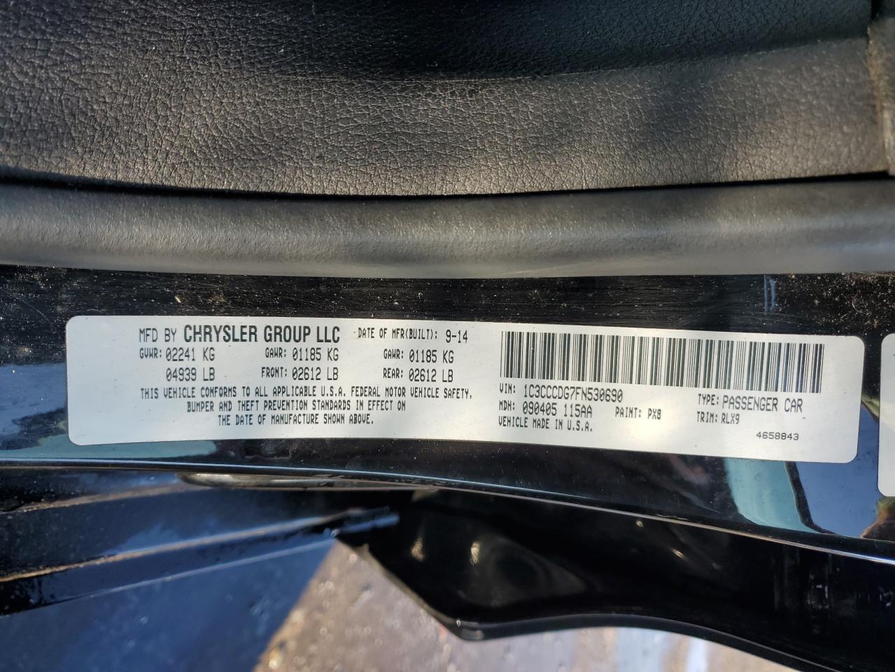 2015 Chrysler 200 S VIN: 1C3CCCDG7FN530690 Lot: 86167125