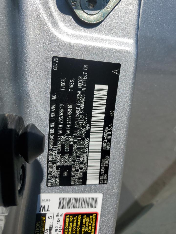 2020 Toyota Highlander Xle VIN: 5TDGZRBH9LS515995 Lot: 82210115