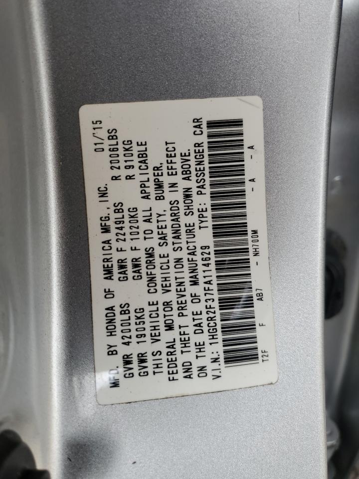 2015 Honda Accord Lx VIN: 1HGCR2F37FA114629 Lot: 85518555