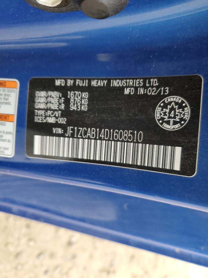 2013 Subaru Brz 2.0 Premium VIN: JF1ZCAB14D1608510 Lot: 89652725