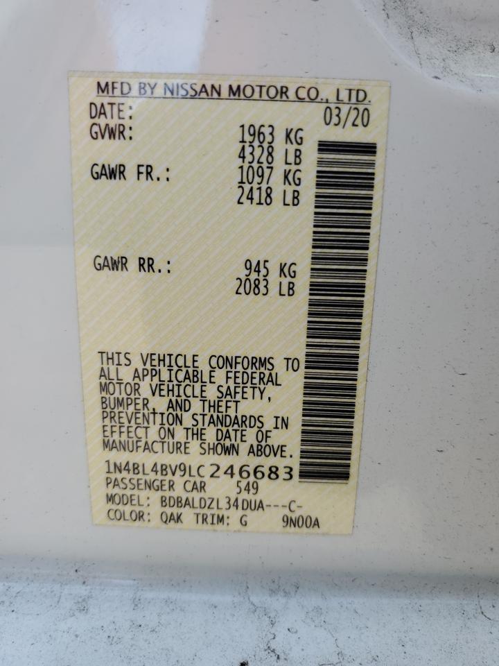 2020 Nissan Altima S VIN: 1N4BL4BV9LC246683 Lot: 81993635