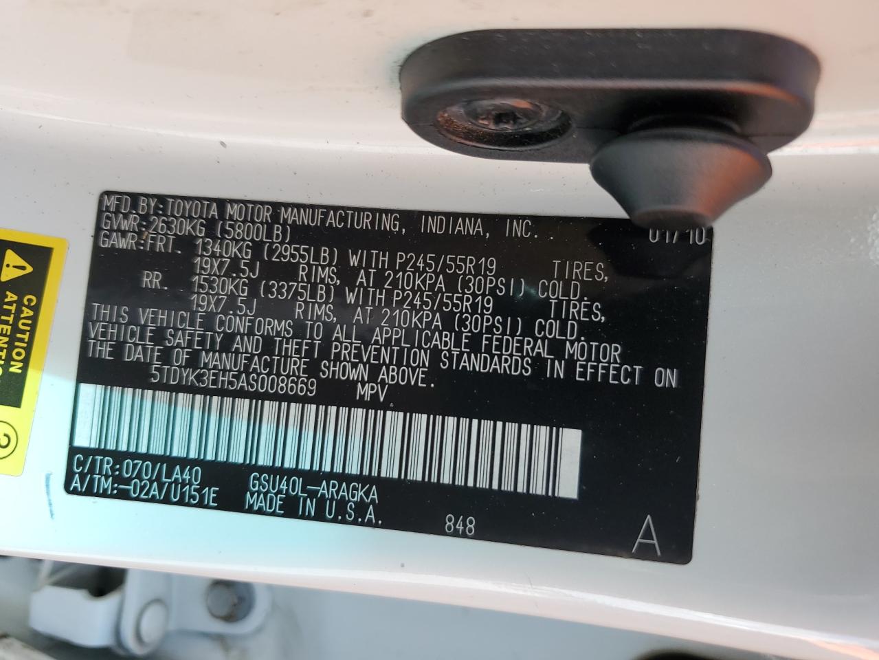 2010 Toyota Highlander Limited VIN: 5TDYK3EH5AS008669 Lot: 82254145