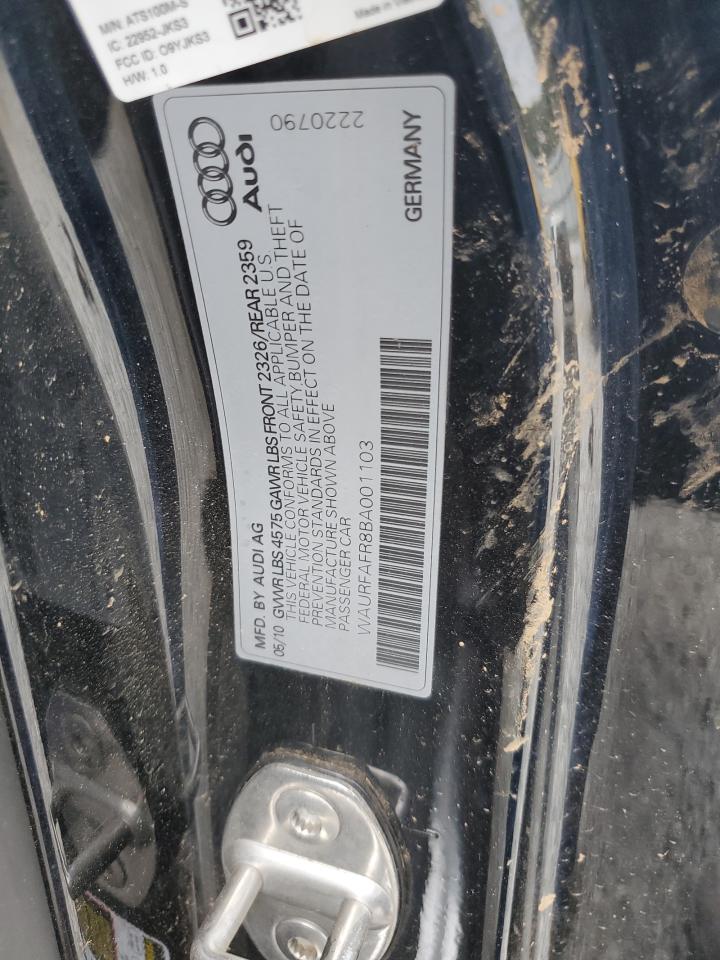 2011 Audi A5 Premium Plus VIN: WAURFAFR8BA001103 Lot: 84779045