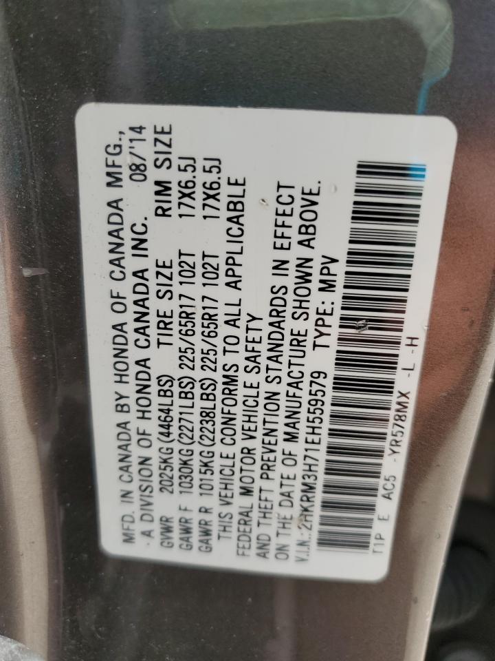 2014 Honda Cr-V Exl VIN: 2HKRM3H71EH559579 Lot: 90657995