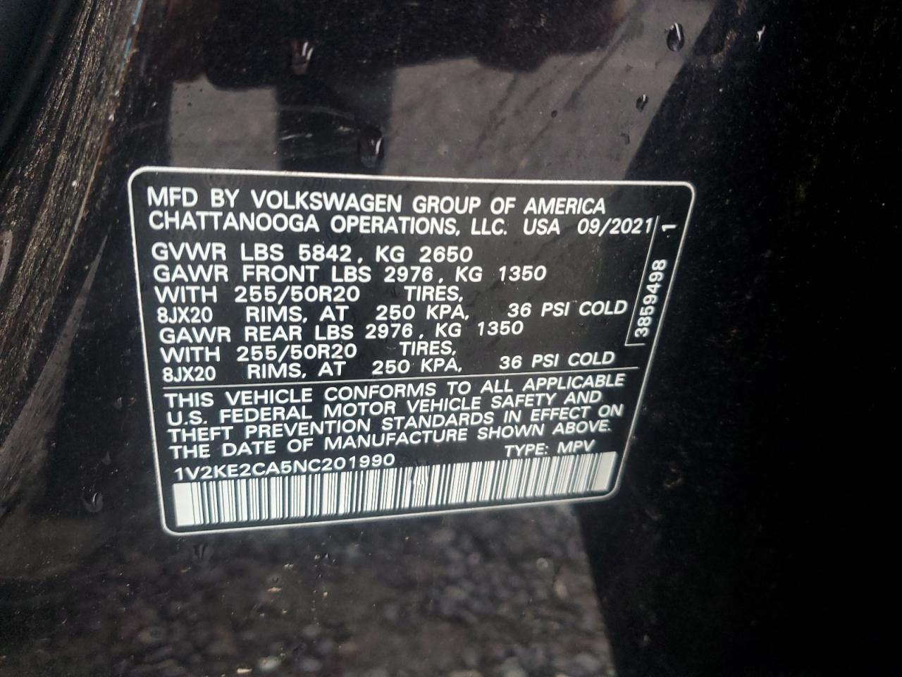 2022 Volkswagen Atlas Cross Sport Se VIN: 1V2KE2CA5NC201990 Lot: 86243105