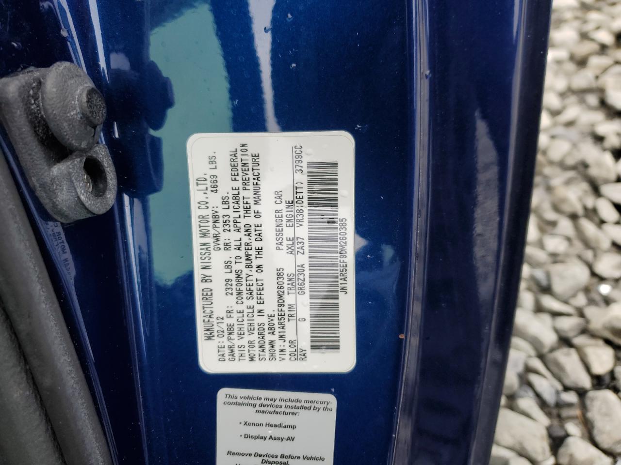 2013 Nissan Gt-R Premium VIN: JN1AR5EF9DM260385 Lot: 86653555