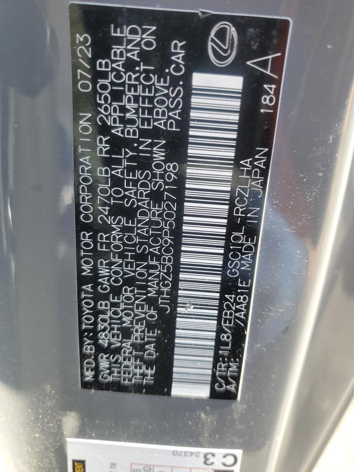 2023 Lexus Rc 350 Base VIN: JTHGZ5BC9P5027198 Lot: 86839135