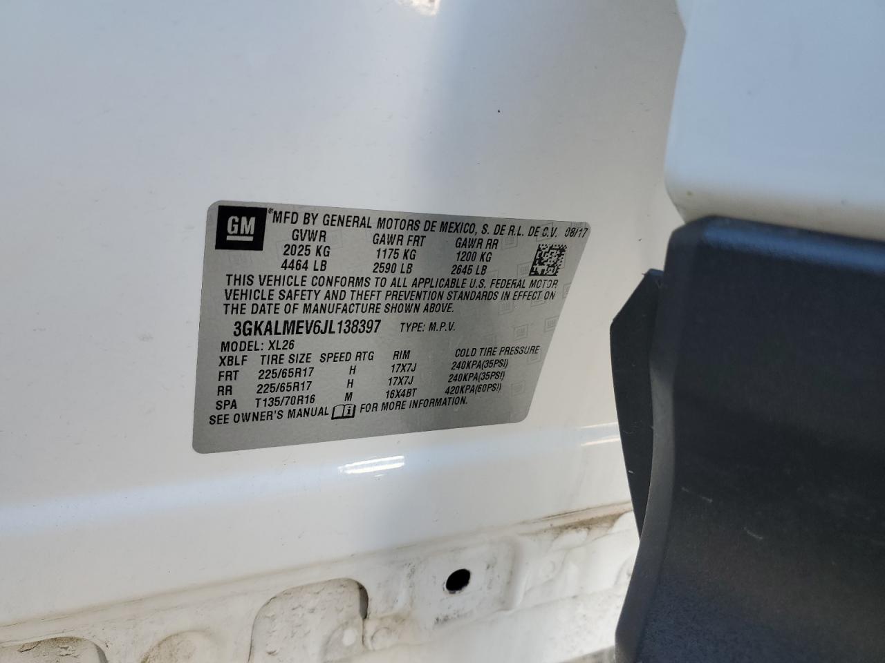 2018 GMC Terrain Sle VIN: 3GKALMEV6JL138397 Lot: 91261465