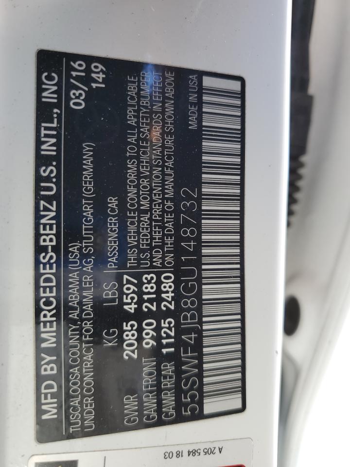 2016 Mercedes-Benz C 300 VIN: 55SWF4JB8GU148732 Lot: 85556595