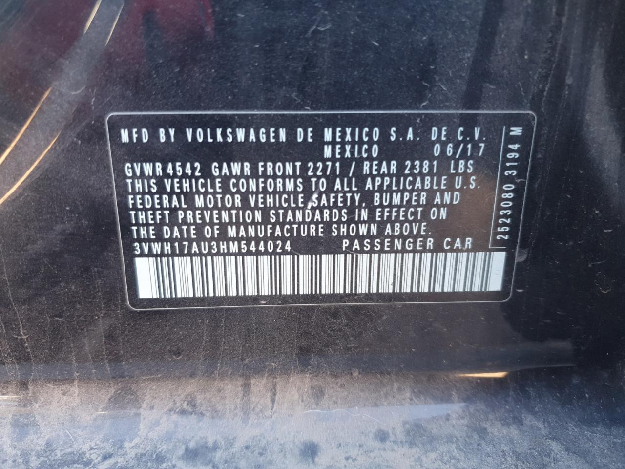 2017 Volkswagen Golf Alltrack S VIN: 3VWH17AU3HM544024 Lot: 82209615