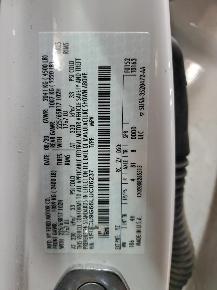 2020 Ford Escape Se VIN: 1FMCU9G66LUC06237 Lot: 85012425