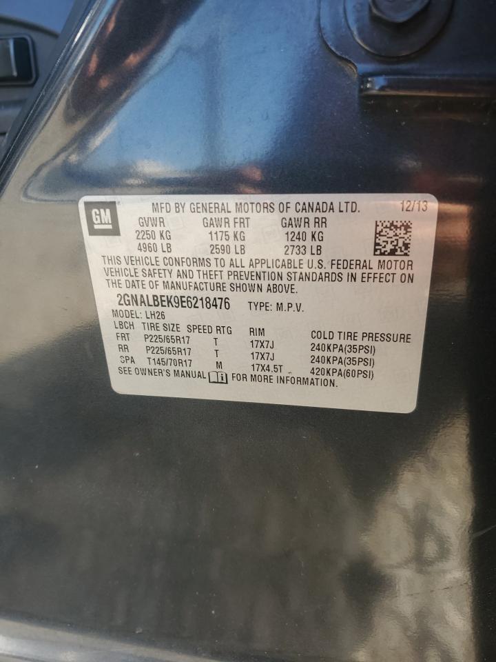 2014 Chevrolet Equinox Lt VIN: 2GNALBEK9E6218476 Lot: 82208045